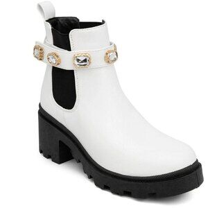 Sugar Womens Favorite Faux Leather Rhinestones Booties
